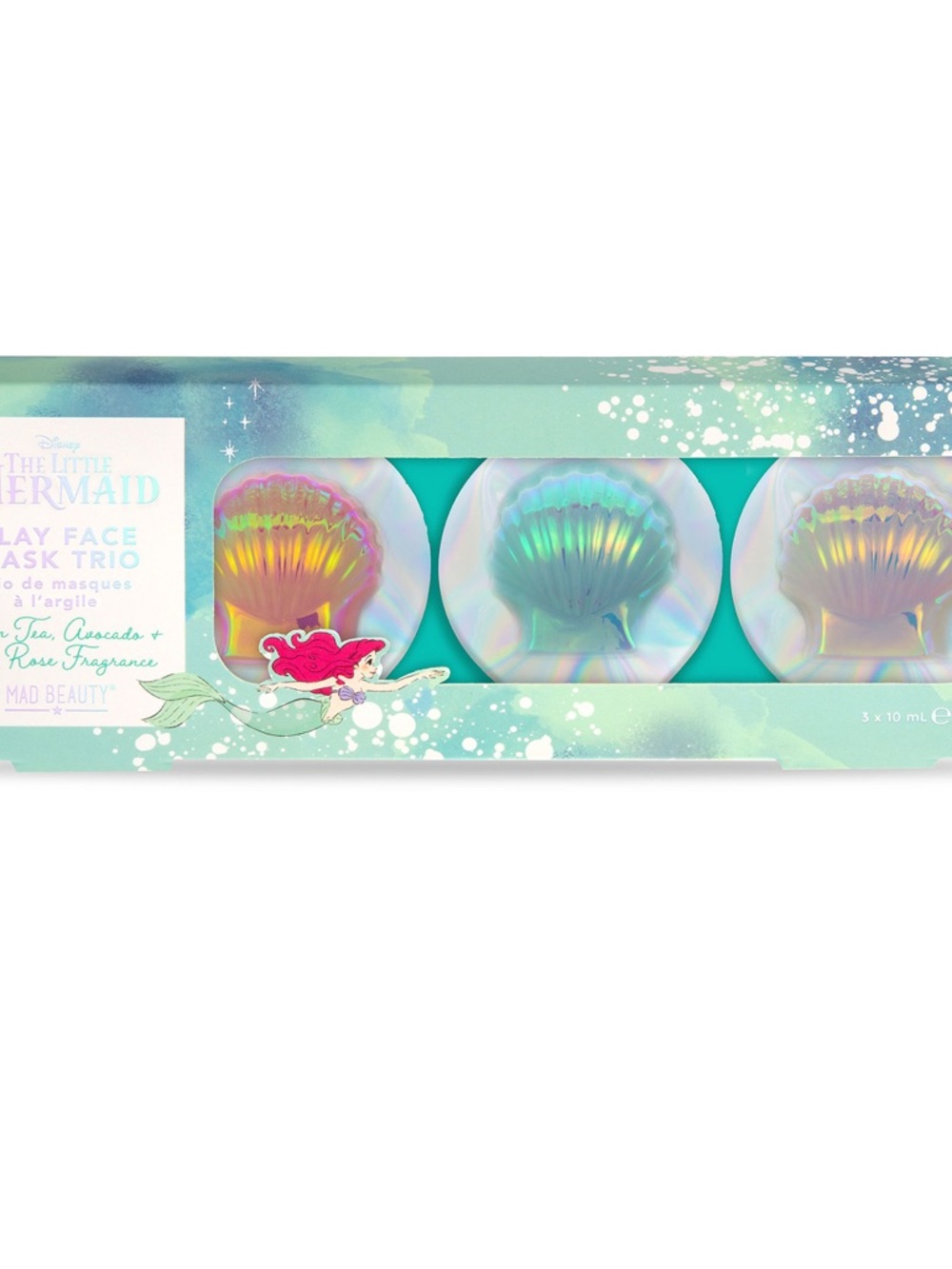 The Little Mermaid Shell Clay Face Mask Trio - Iridescent Aqua